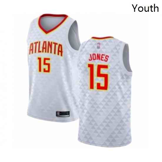 Youth Atlanta Hawks 15 Damian Jones Swingman White Basketball Jersey Association Edition